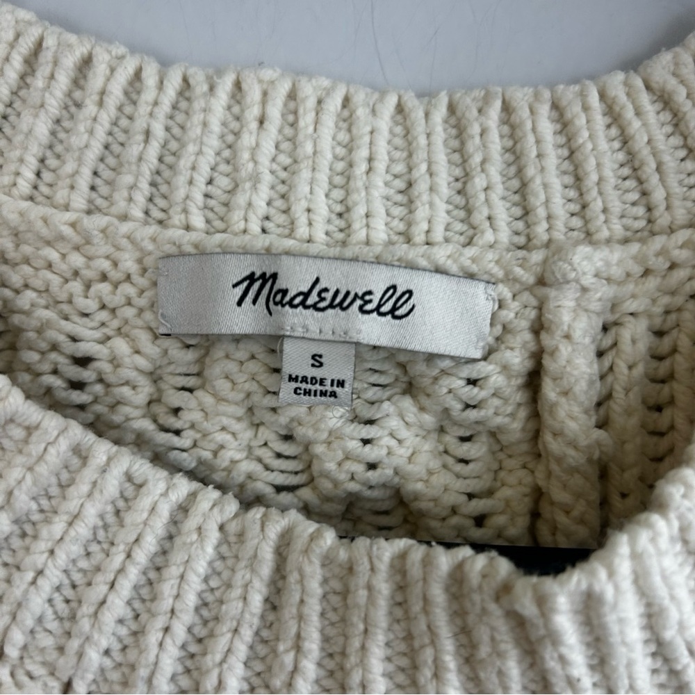 Madewell Ivory Patchwork Sleevless Cable Knit Pat… - image 7